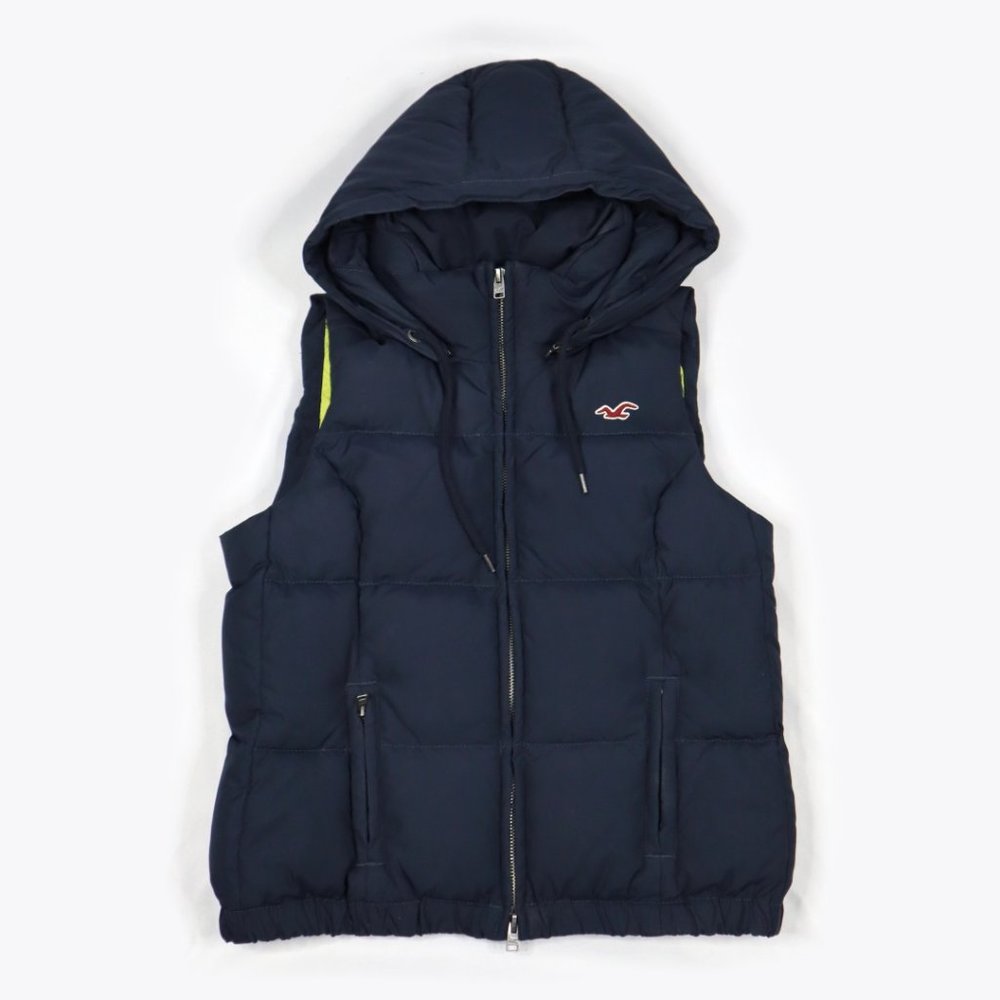 Hollister Padded Hooded Navy Blue Vest